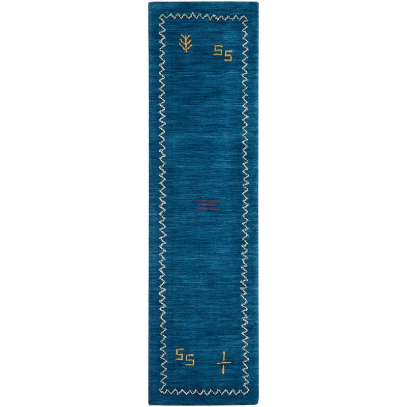 SAFAVIEH Handmade Himalaya Blue Wool Gabbeh Runner Rug