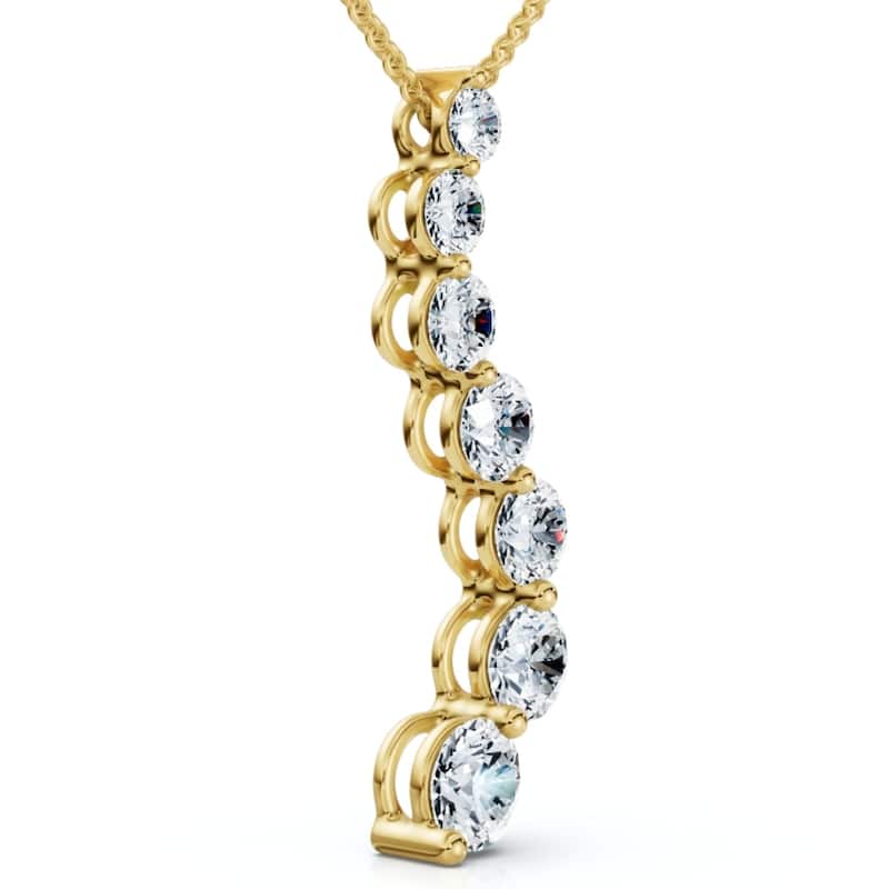 Bliss Diamond F/VS 3Ct Diamond Journey Pendant Gold Women's Necklace Lab Grown - Yellow