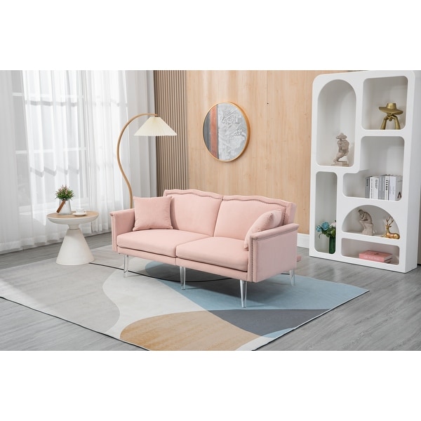 Velvet Loveseats Adjustable Backrest Mid Century Modern Sofa