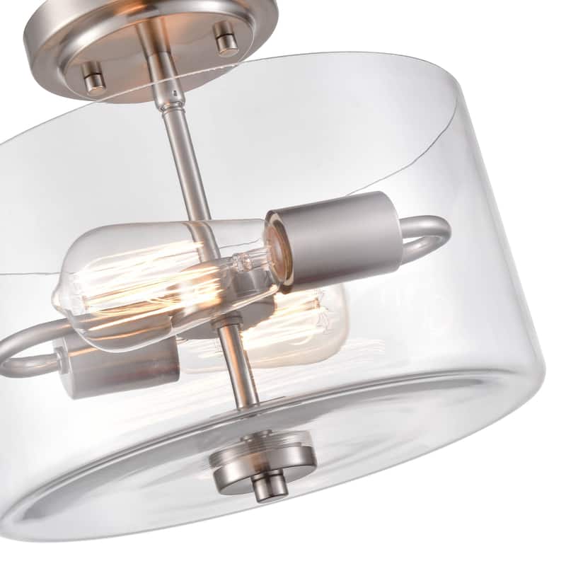 Millennium Lighting Verlana 2 Light Semi-Flush Mount Fixture in Multiple Finishes with Clear Glass Shades