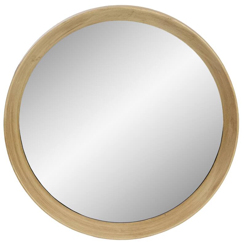 13" Gold Round Modern Wall Mirror with Woodgrain Finish - other-frame-size