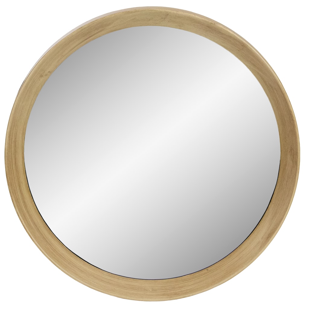 13" Gold Round Modern Wall Mirror with Woodgrain Finish - other-frame-size