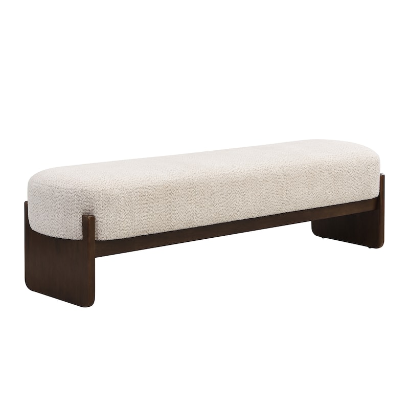 Christopher Knight Home - Gazena Beige Large Ottoman Bench with Rubberwood Base - 64" W x 18.5" D x 18.5" H
