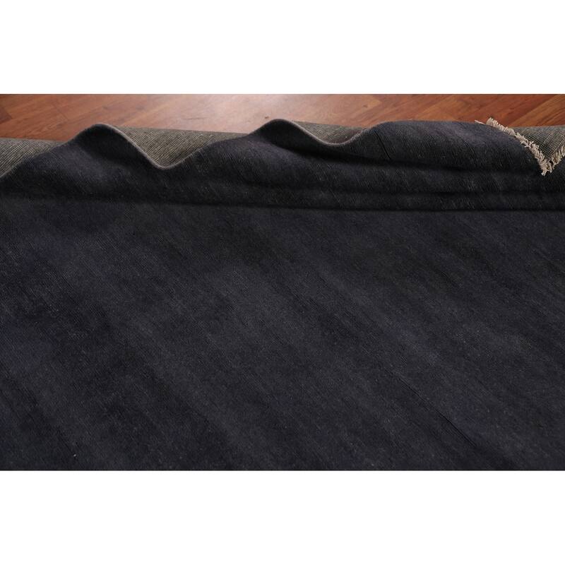 Navy Blue Gabbeh Modern Area Rug Handmade Wool Carpet - 5'6" x 7'10"