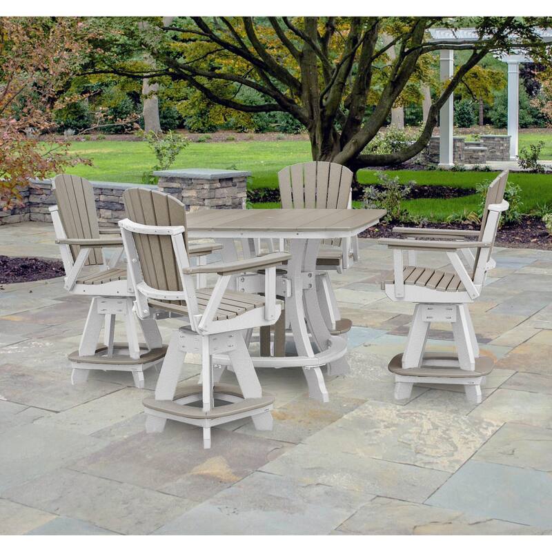 OS Home and Office Model Counter Height Swivel Arm Chair in Weatherwood on a White Base - N/A