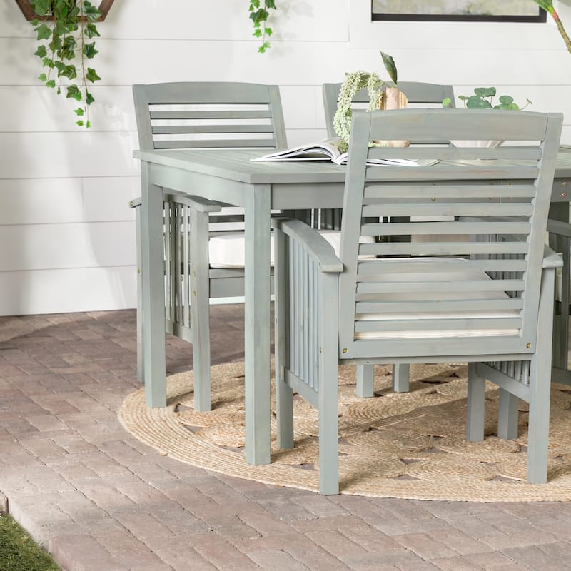 Walker Edison Surfside 5-piece Acacia Wood Outdoor Dining Set - 60 x 34 x 30h