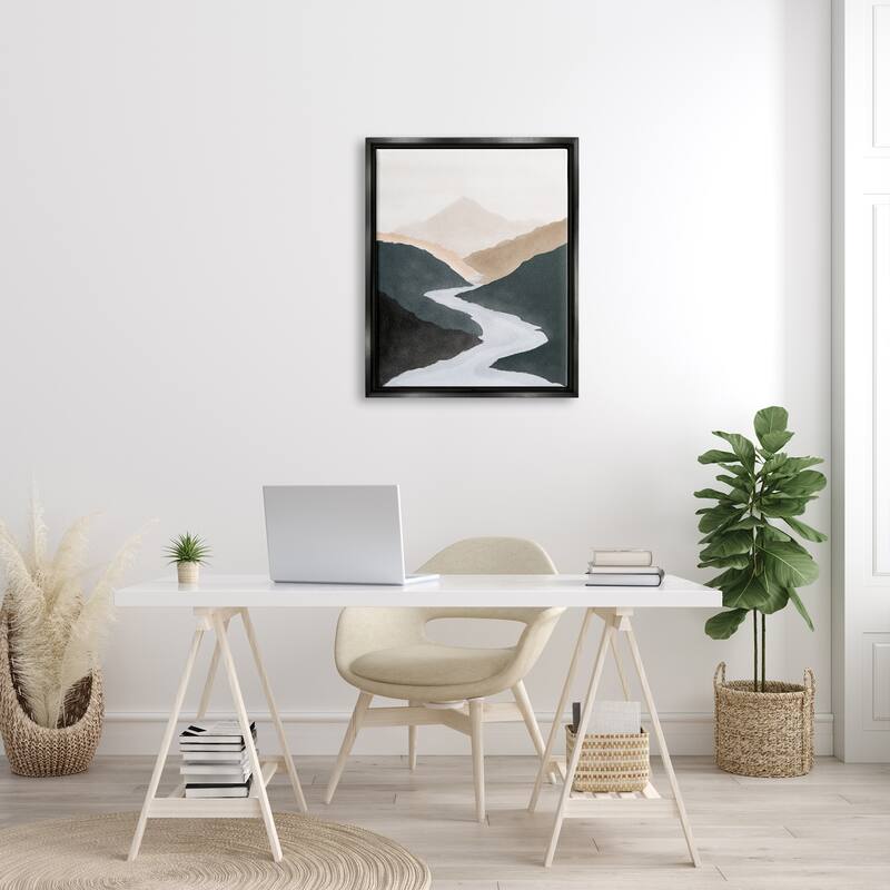 Stupell Flowing River Nature Landscape Foggy Distant Mountain Floater Frame, Design by JJ Design House LLC