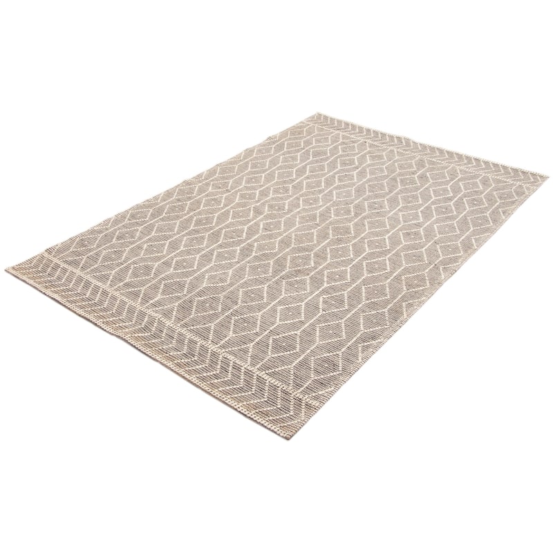ECARPETGALLERY Braid weave Sienna Grey Wool Rug - 6'0 x 9'4