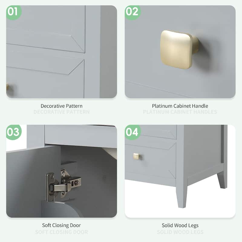 20" Bathroom Vanity with Sink, Bathroom Cabinet with Soft Closing Door, Storage Rack and A Drawer