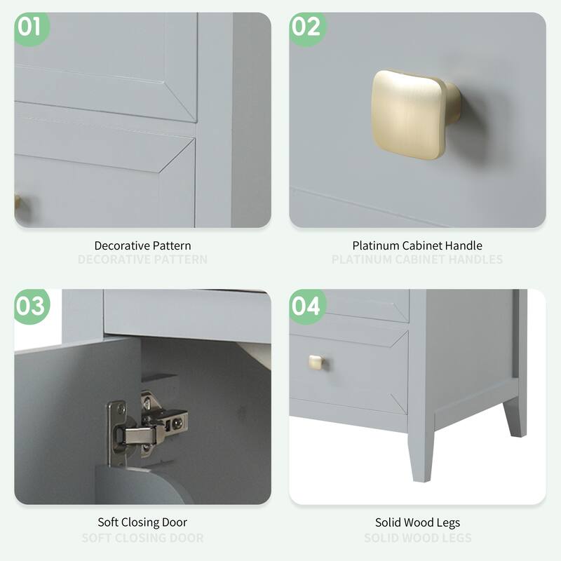 Compact 20" Bathroom Vanity with Sink, Soft Closing Door, Storage Rack & Drawer, Modern MDF Cabinet