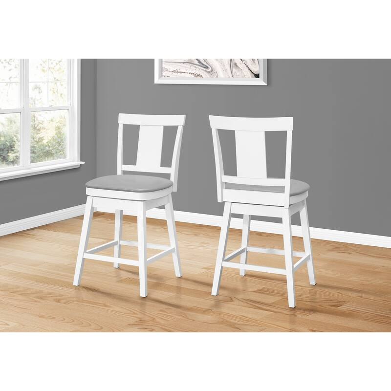 Set Of Two 39" Grey White Counter Height Swivel Full Back Bar Chairs - 19.75