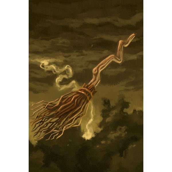 Shop Witch S Broom Halloween Oil Painting Lantern Press Artwork Art Print Multiple Sizes Available 9 X 12 Art Print Overstock 27924363