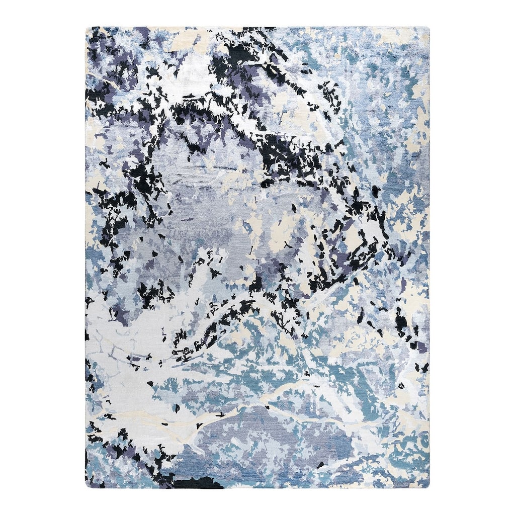 Modern One-of-a-Kind Hand-Knotted Area Rug - Gray, 9' 0" x 12' 1" - 9' 0" x 12' 1"