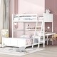 preview thumbnail 1 of 10, Modern Lodge Style Twin Over Full Wood Bunk Bed,Solid Pine Wood Frame Bed with Delicate Desk White