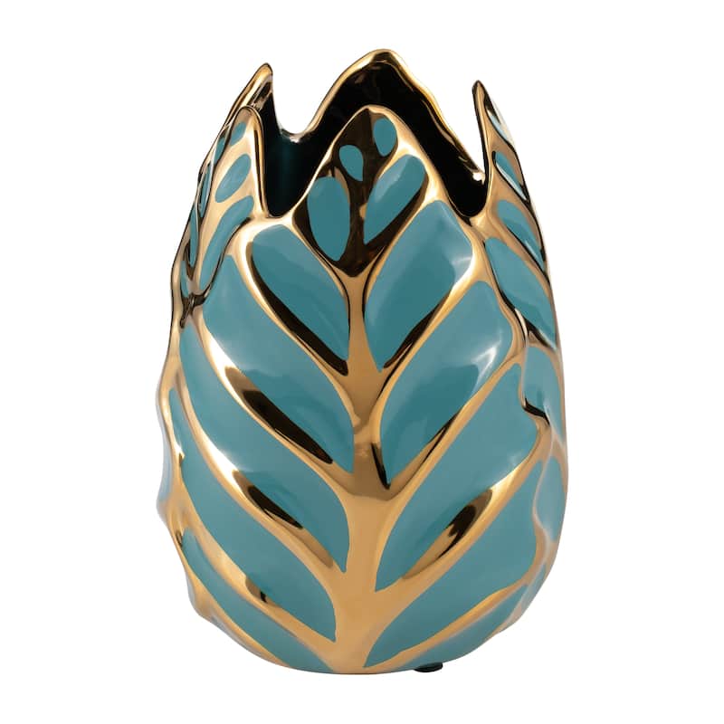 Sagebrook Home Leaf Ceramic Accent Vase