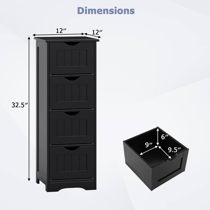 Gymax Bathroom Floor Cabinet Free Standing Storage Side Organizer W/4