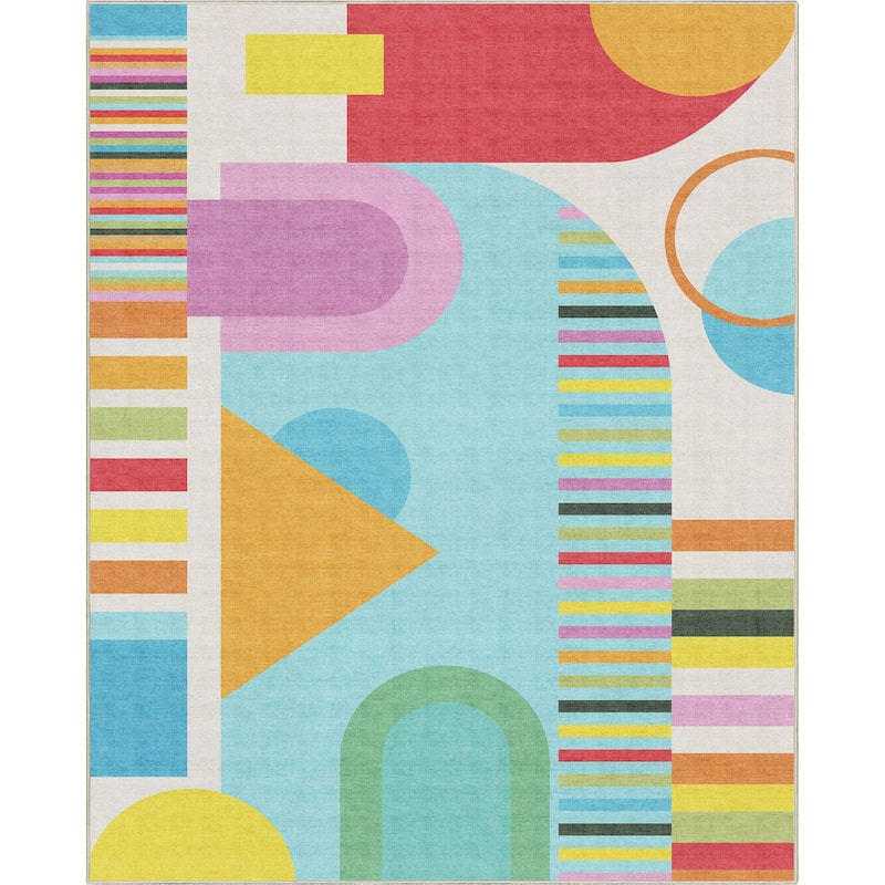 Well Woven Crayola Parade Modern Geometric Shapes Multi Color Rug