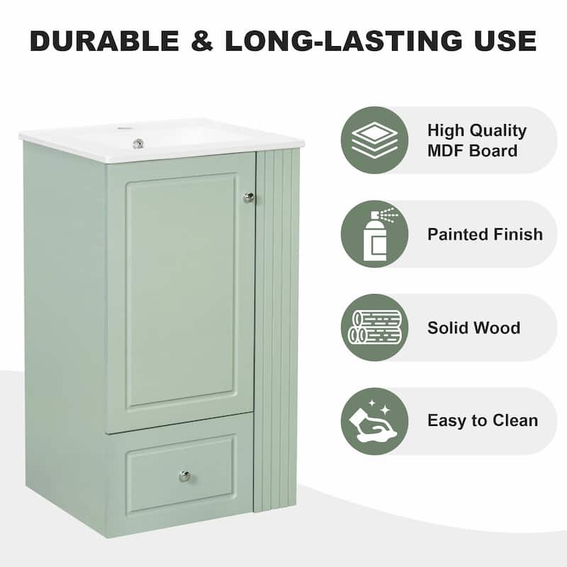 20" Freestanding Bathroom Vanity with Ceramic Sink