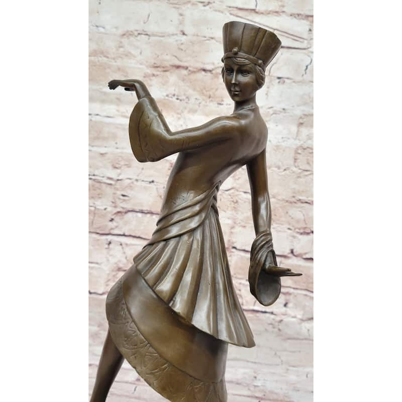 Art Deco Bronze Sculpture Walk Like An Egyptian By Paul Phillipe On Marble Base