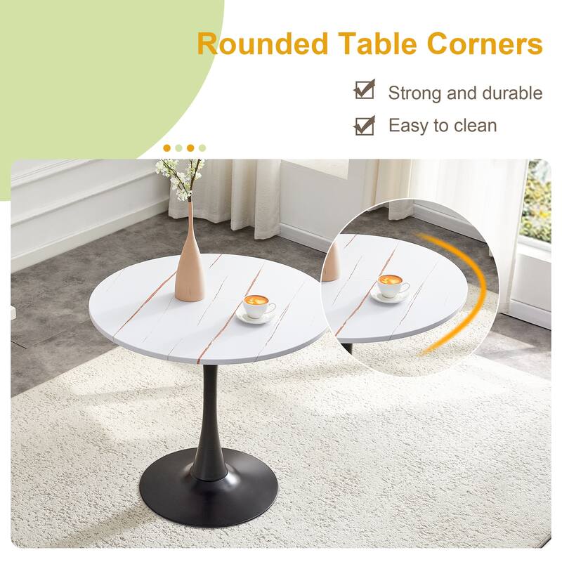 Kitchen Table with Thickened Tabletop, Round Tulip Dining Table, Bistro Table Circle Table Coffee Table