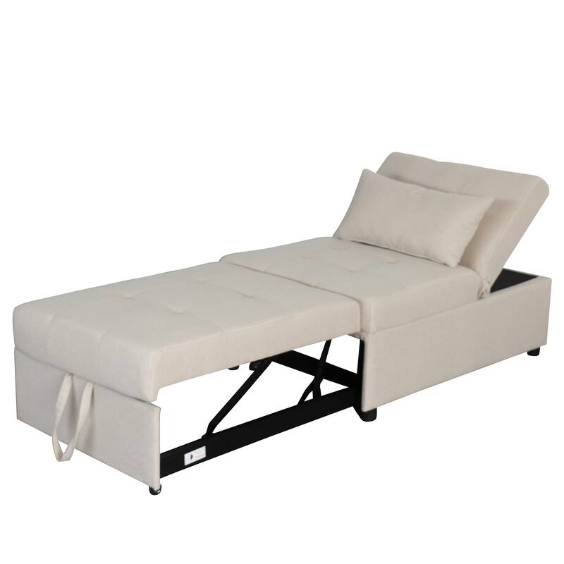 39.8" Single Folding Ottoman Sofa Bed with Adjustable Back and Pillows for Living Room