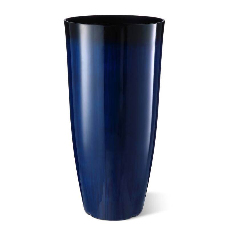 Glitzhome 30"H Set of 2 Oversized Gradient Cobalt Blue/Turquoise/Red Tall Plastic Planter