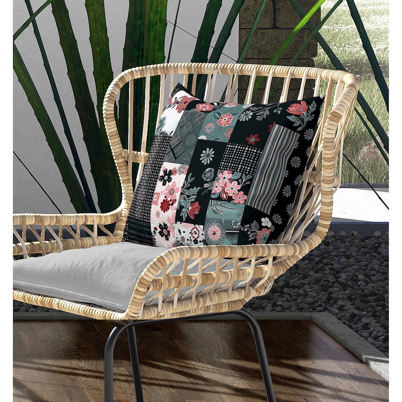 Twilight Bouquet Indoor/Outdoor Reversible Throw Pillow Pink and Green