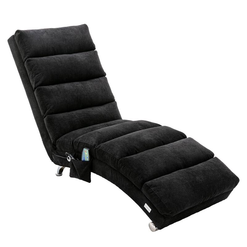Black 21.65" High Back Upholstered Chaise Lounge Chair with Massage