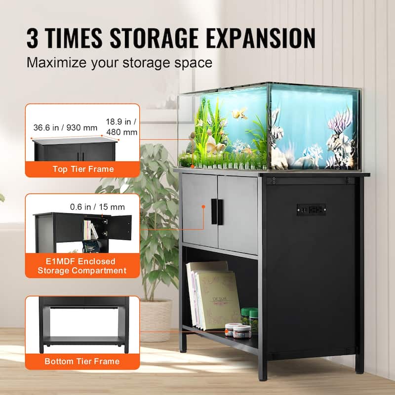 Aquarium Stand Reptile Tank Stand with Storage, Cabinet and Hardware Kit