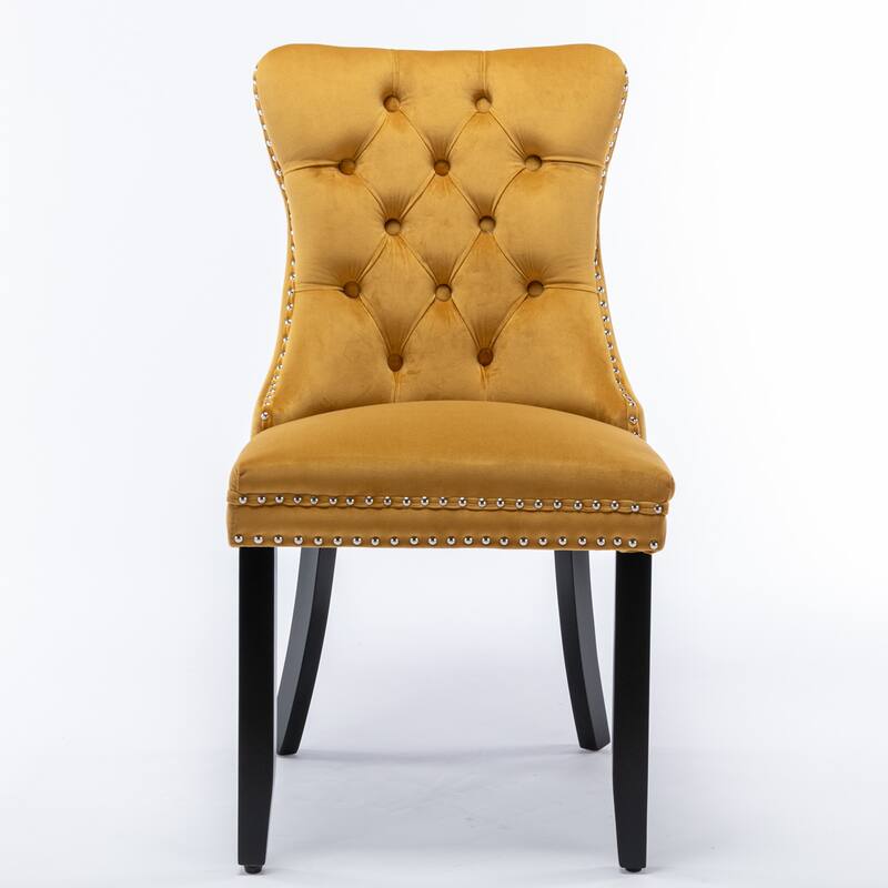 Set of 2 Modern High-End Tufted Solid Wood Upholstered Dining Chair with Nailhead Trim
