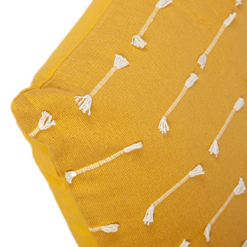Striped Cotton Square Throw Pillow - 18" - Yellow and White