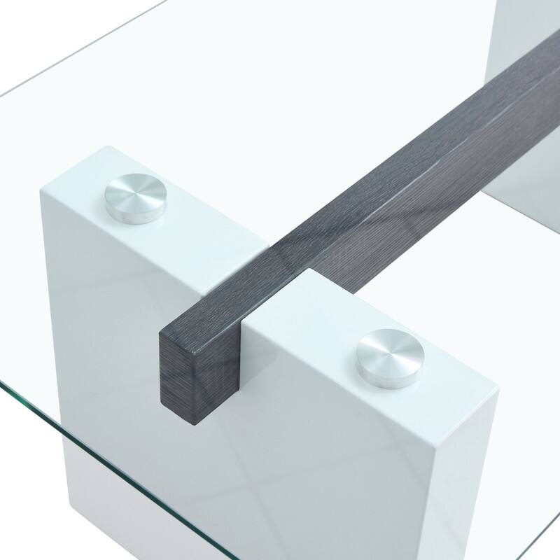 43.3" Length Tempered Glass Coffee Table with MDF Legs