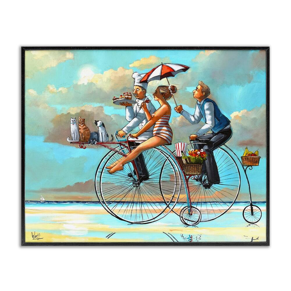 Stupell Woman & Butler Bicycle Ride Framed Giclee Art Design By Ronald West