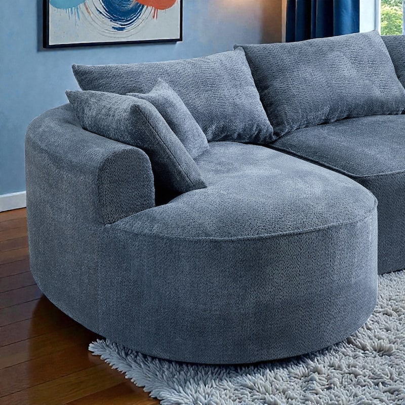 124.5 Inch Oversized Cloud Sofa, Modern Boneless Chenille Couch with Pillows, No Assembly Sofa for Living Room