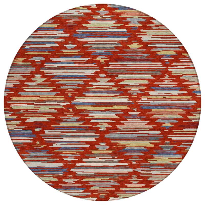 Machine Washable Indoor/ Outdoor Modern Trellis Chantille Rug