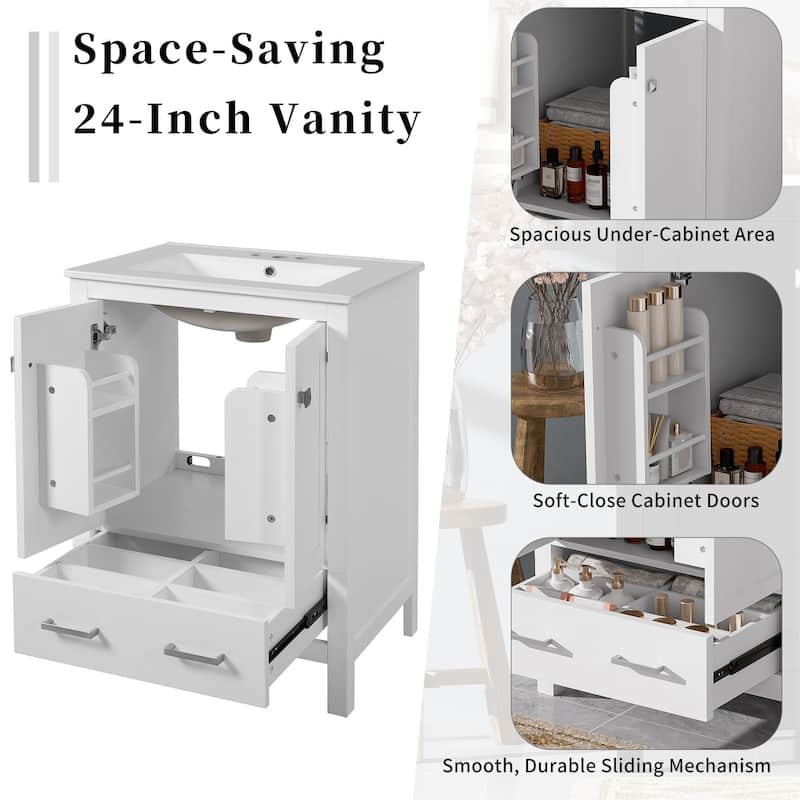Roomfitters Modern 48" Bathroom Vanity with Undermount Sink, Storage Cabinet, Soft-Close Doors and Divided Drawer
