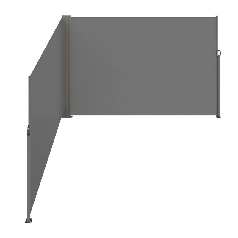 79''x 236'' Grey Polyester Retractable Side Awning Outdoor Privacy Screen with Spring Handle