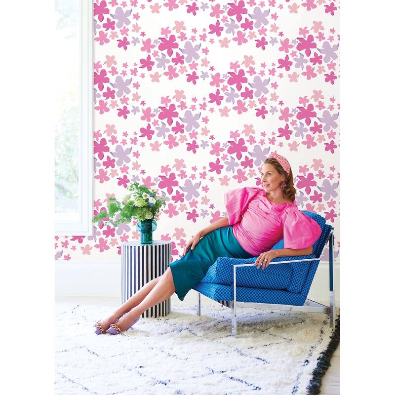 Lele Sadoughi Lele Lillies Pink Peel & Stick Wallpaper