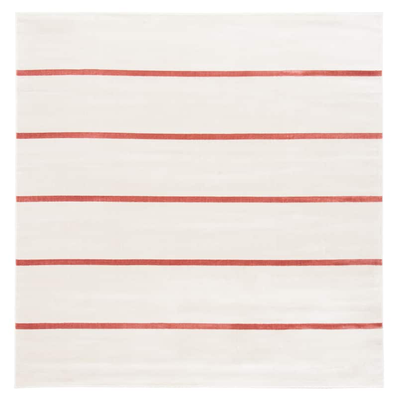 SAFAVIEH Orwell Fleda Modern Stripe Rug - 6'7" Square - Ivory/Rust
