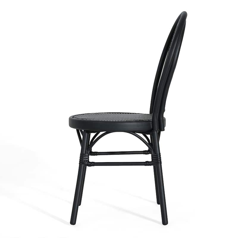 Scott Living Idle Hour Outdoor Black Bistro Chair Metal Frame Woven Wicker