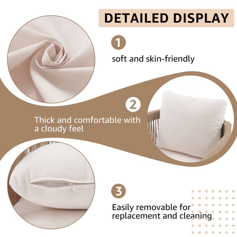 Outdoor Dining Set 7-Piece Acacia Wood Chair with Aluminum Table Rope-Woven Dining Armchair