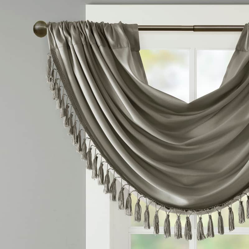 Madison Park Juline Faux Silk Waterfall Embellished Valance - 38 x 46"