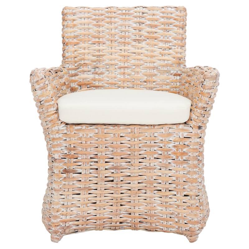 SAFAVIEH Ginny Wicker Washed Out Grey Arm Chair - 28" W x 24" D x 33" H - 28Wx24Dx33H