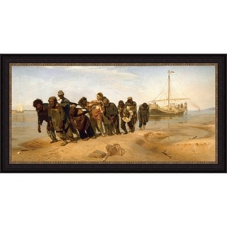 Shop Barge Haulers On The Volga By Ilya Repin Giclee Print Oil Painting Black Frame Size 26 X 15 Overstock 32064174