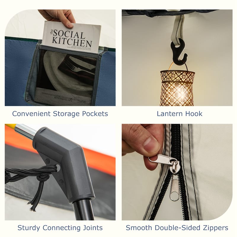 Gymax 10-Person Camping Tent with Porch Large Family Cabin Tent w/ 2