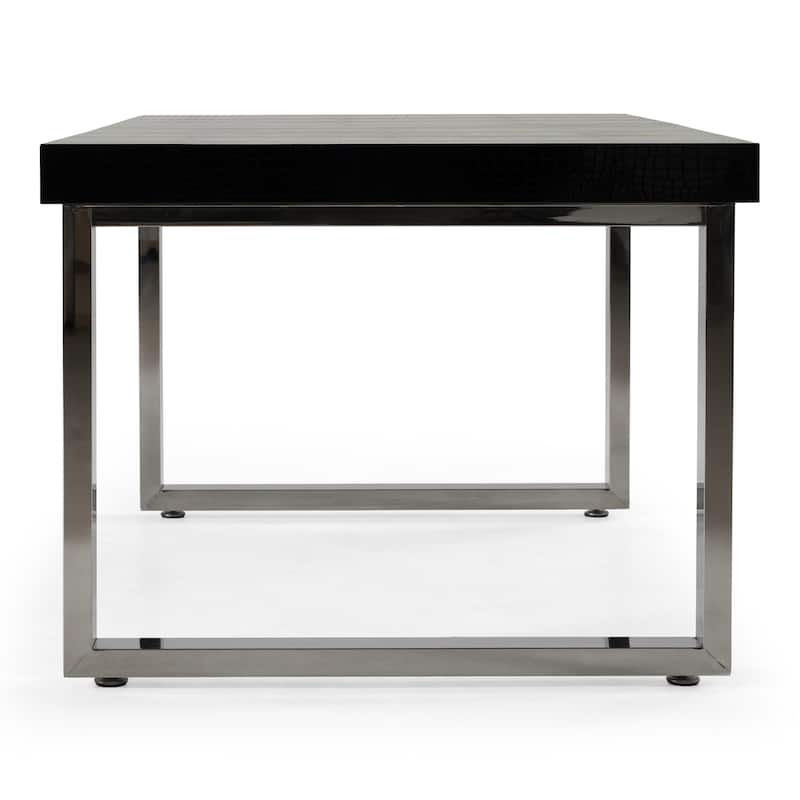 A&X Skyline Modern Black "Krocodile" Lacquer Extendable Dining Table