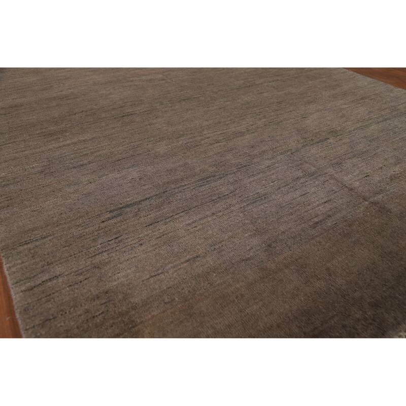 Dark Brown Gabbeh Oriental Rug Hand-Knotted Wool Carpet - 5'1" x 6'8"