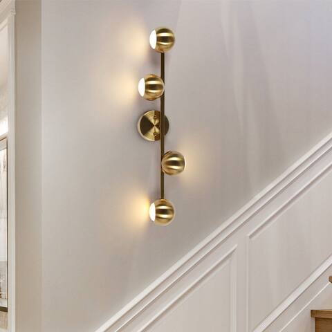 Modern 2/3/4-Light Gold Brass LED Bathroom Vanity Light Metal Wall Sconces