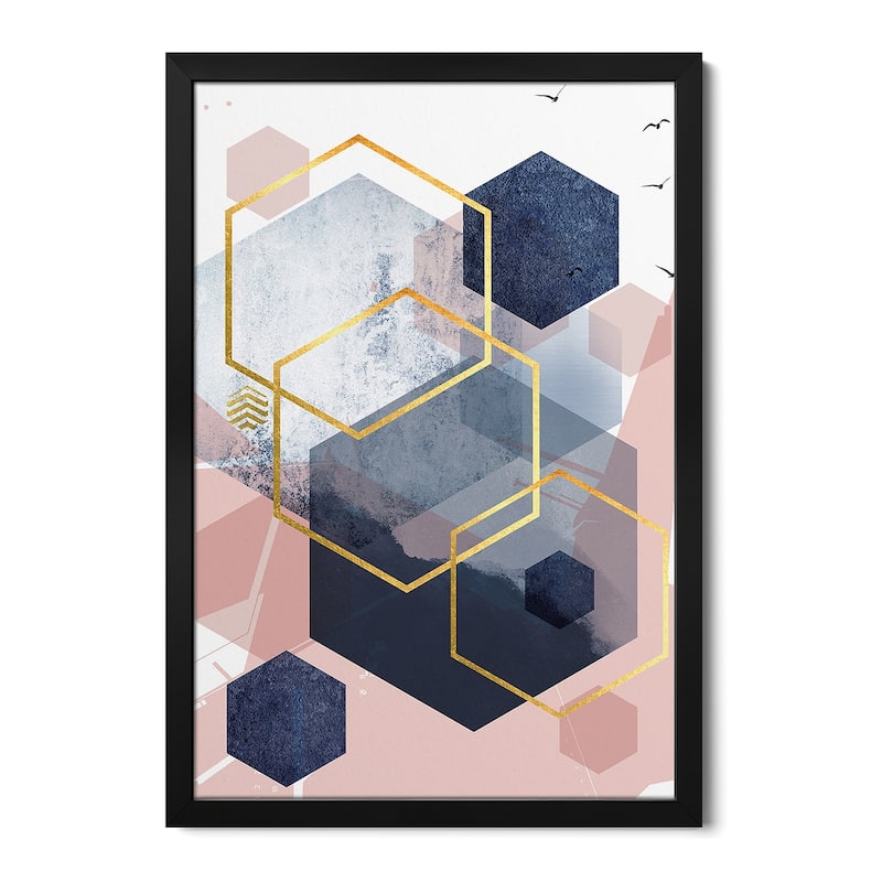 Abstract Navy Blush Gold I Premium Framed Poster by Urban Epiphany - Black - 24x32x1