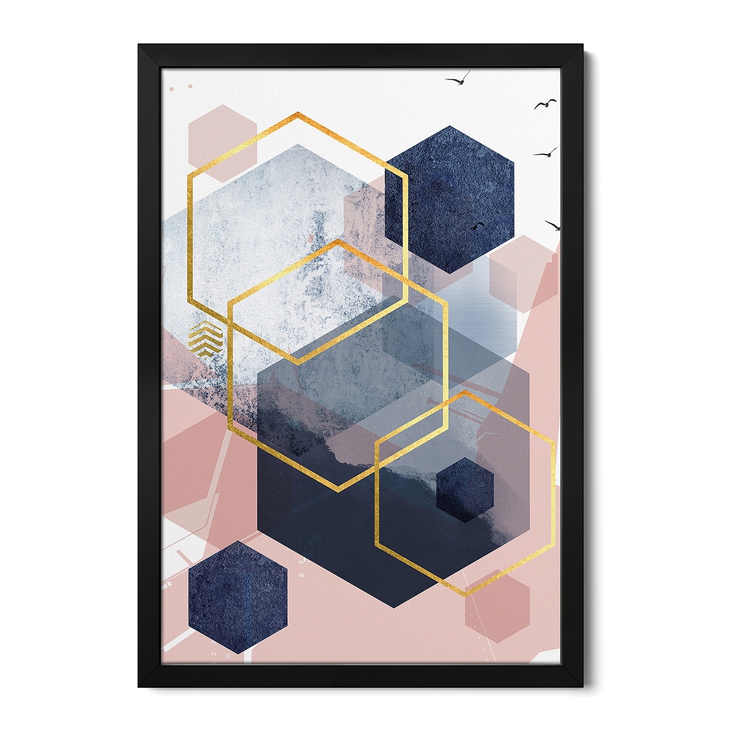 Abstract Navy Blush Gold I Premium Framed Poster by Urban Epiphany
